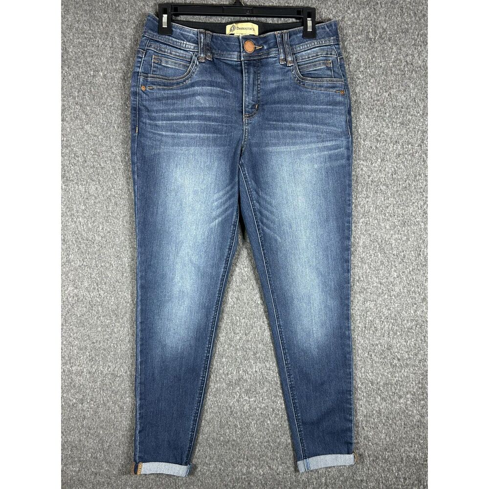 Democracy "Ab"solution Skinny Cuffed Jeans Medium Wash Stretch Size 6